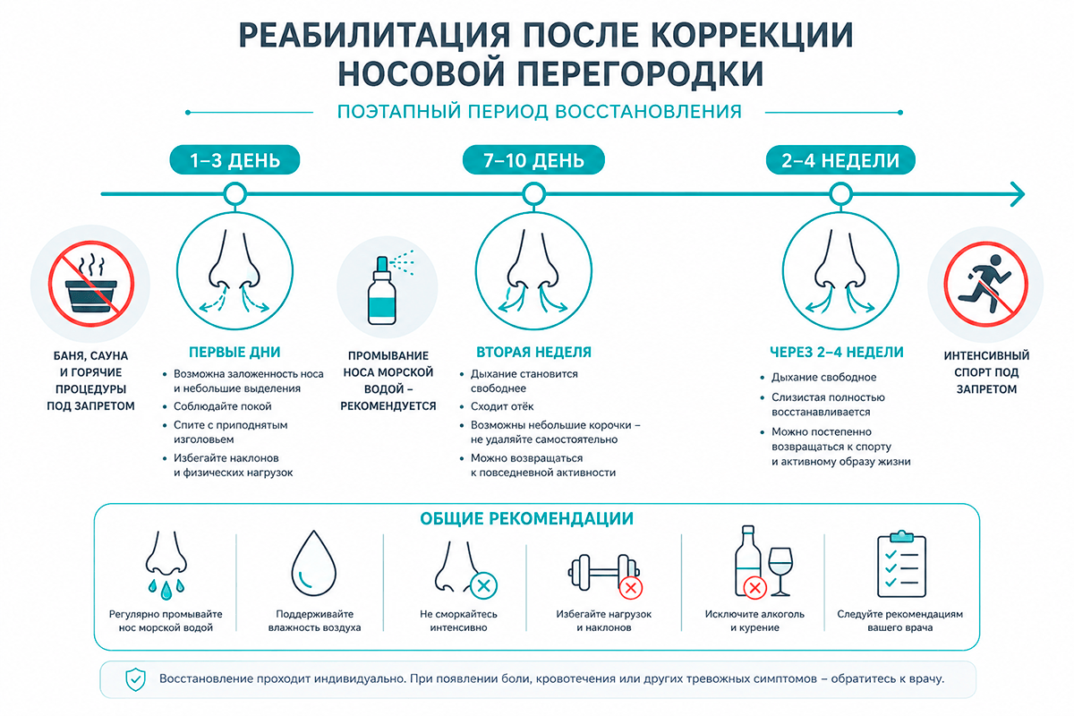 Реабилитация после септопластики: этапы и рекомендации
