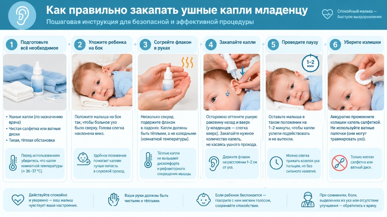 капли в уши для грудничков при отите инструкция