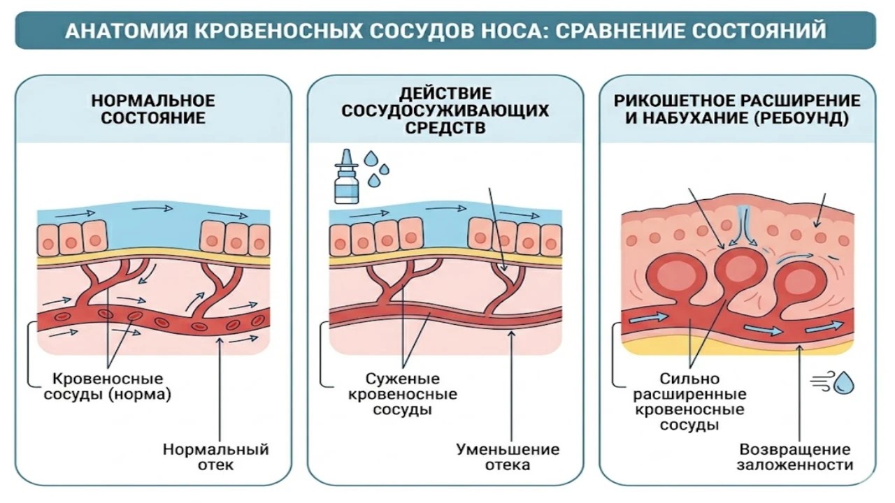 Механизм развития нафтизиновой зависимости - инфографика