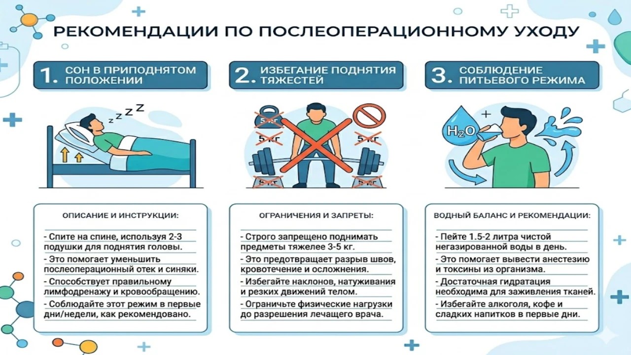 Правила реабилитации после операций на носу и горле - инфографика