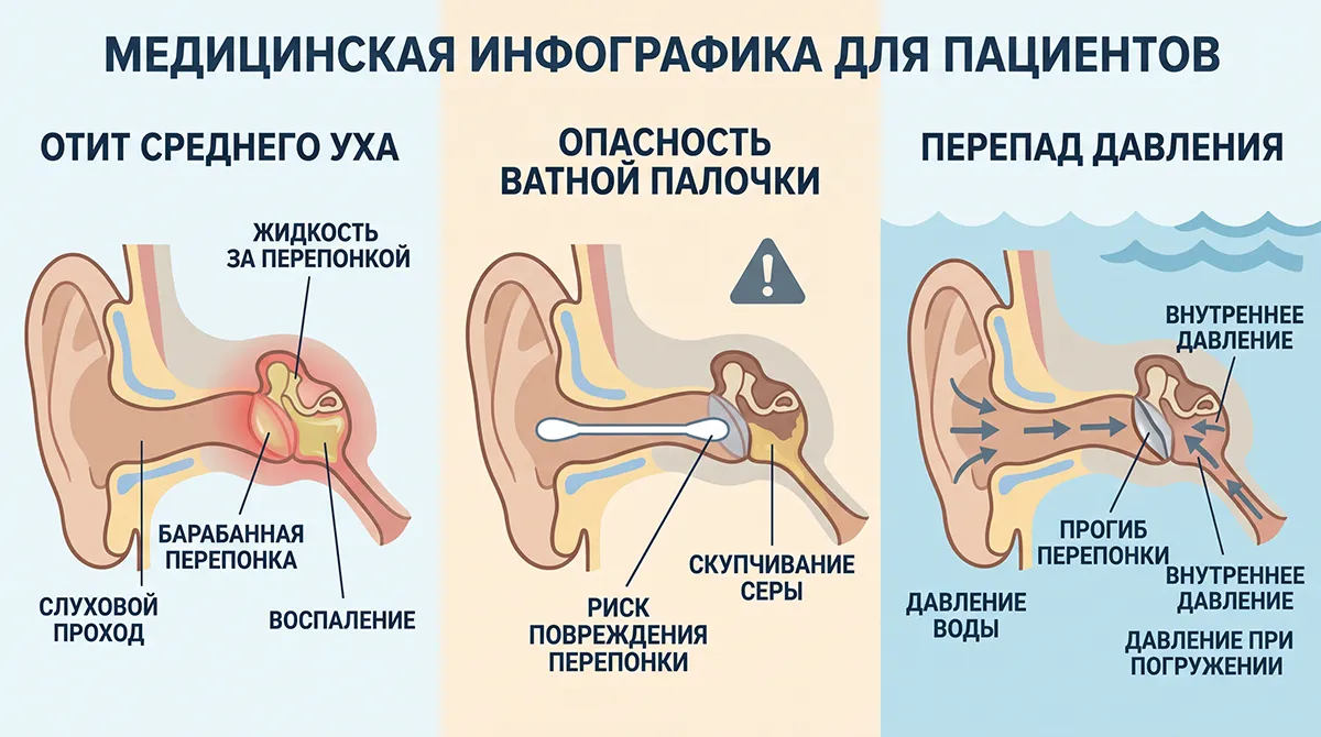Основные причины повреждения барабанной перепонки