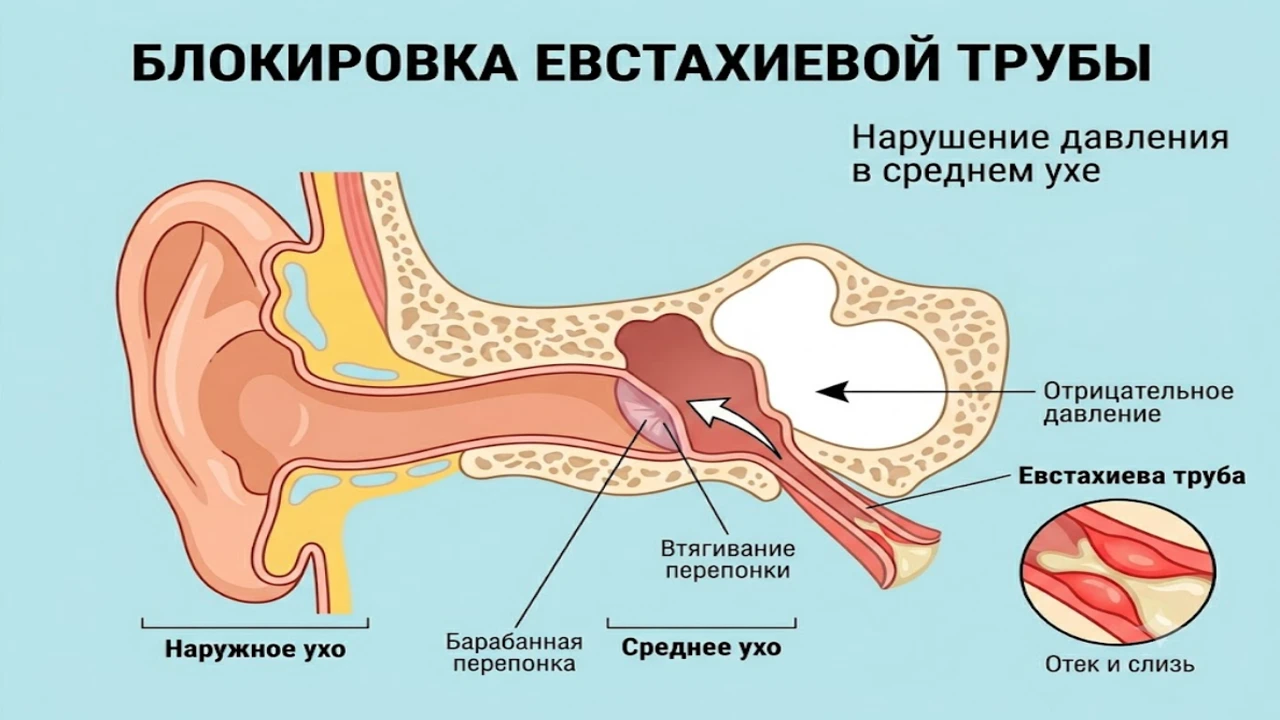Анатомические причины заложенности уха: отек евстахиевой трубы и серная пробка